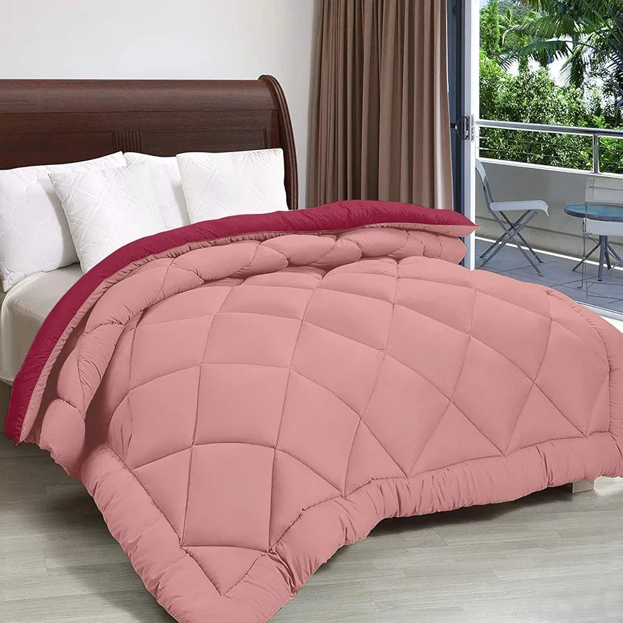 Cloth Fusion Reversible AC Comforter Set Double Bed 220 GSM,Soft Microfibre King Size Quilt Blanket for Winter